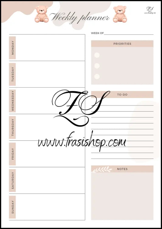 Weekly Planner - Linea Orsetto Grafica